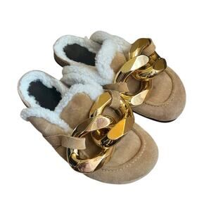 J.W. Anderson Tan Flats with Gold Chain